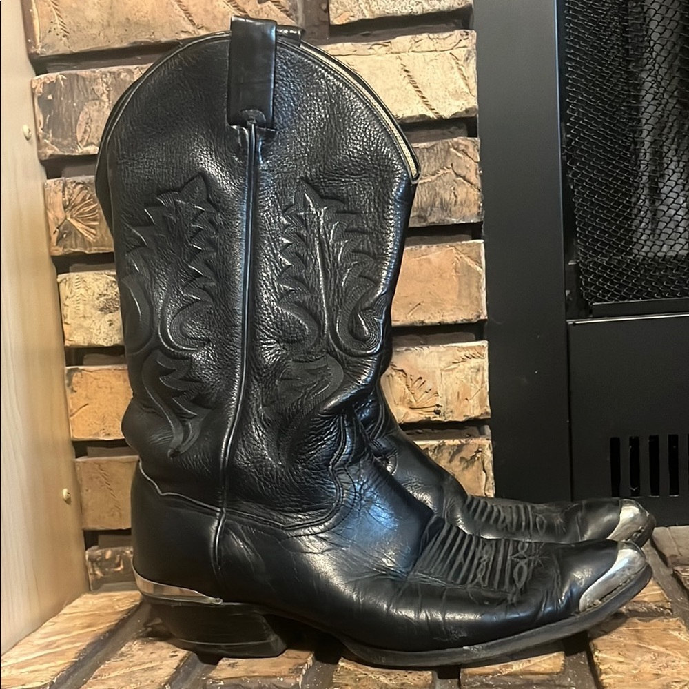 Panhandle Slim‎ Black Leather Men’s Cowboy Boots Size 9